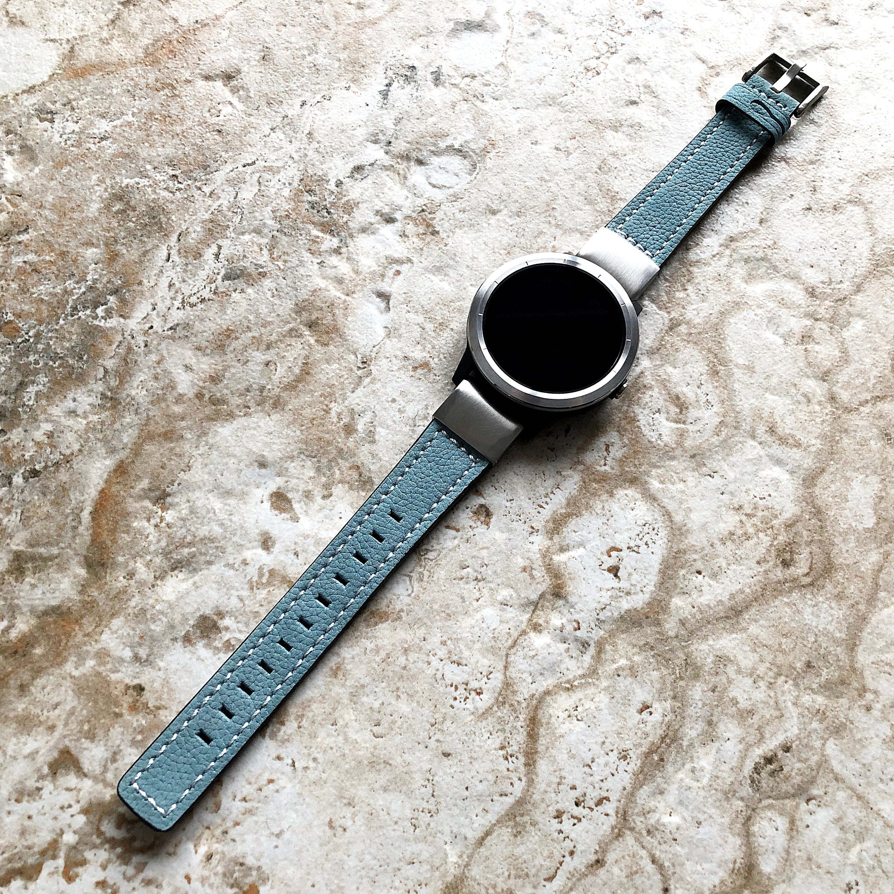 Garmin Blue Suede Stitched Band for epix Pro Gen 2 42mm and fenix 6S Pro 5S fenix 5S Plus Leather Quick Fit Bracelet Watch Strap A20B18